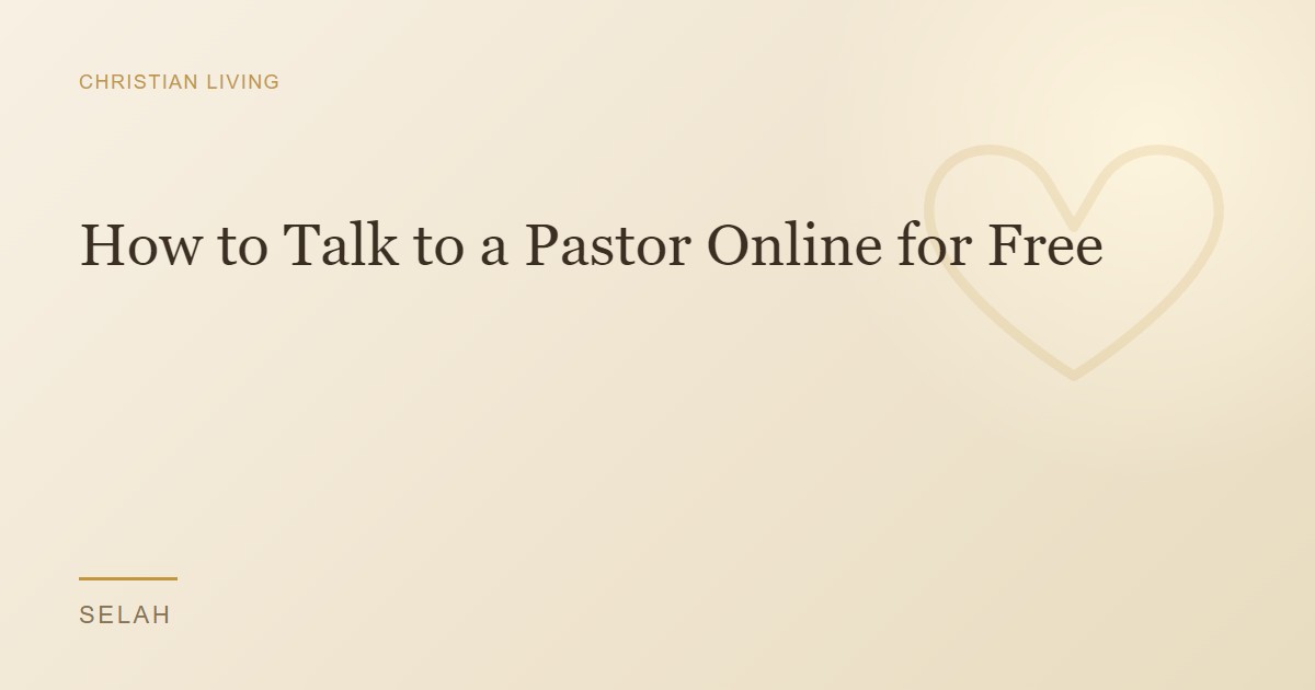 How to Talk to a Pastor Online for Free